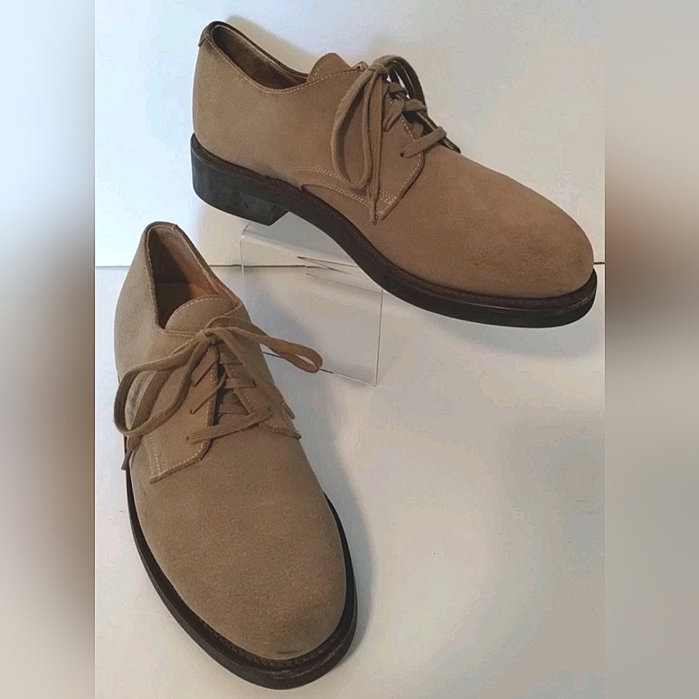 Vintage Polo Ralph Lauren Tan Suede Oxford Mens Lace Up Shoes 9 D